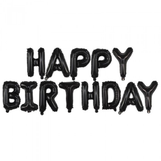 Baloni Happy Birthday crni