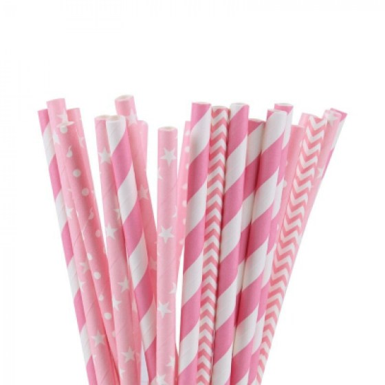 Papirnate slamke roze MIX