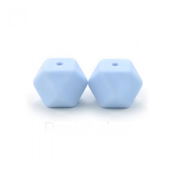 Silikonske perlice šesterokut pastelno plave 14mm